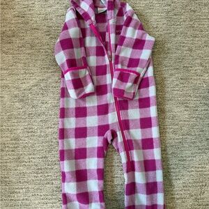 Columbia Pink and White Plaid Hooded Onesie